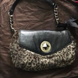 Kate spade purse. Black with faux fur print